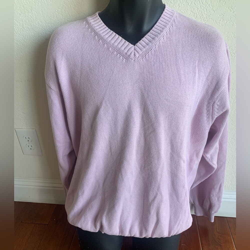 Consensus Sportswear Sweater Mens XXL Lilac Cotton V-Neck Pullover Preppy Classi